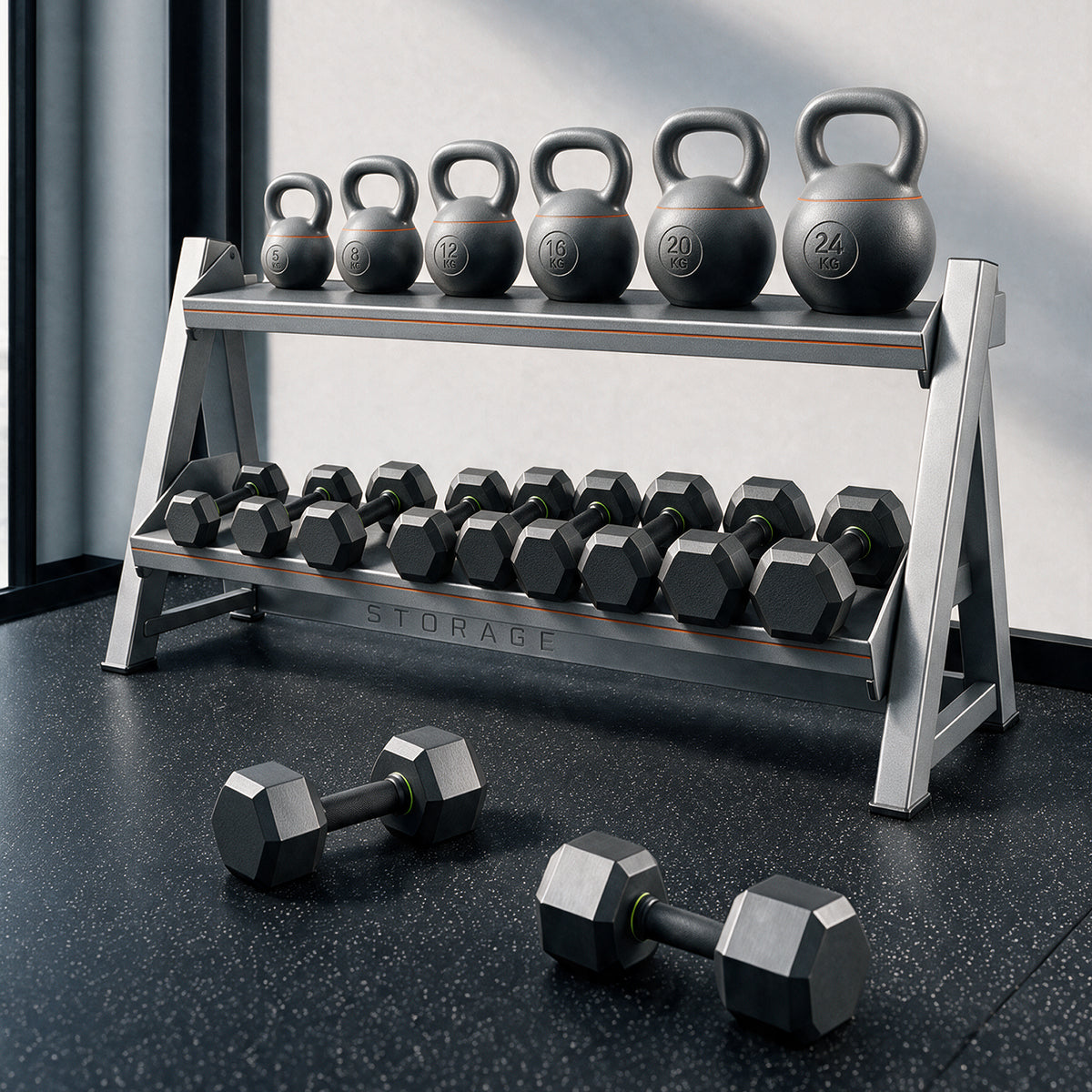 Two-Tier Dumbbell Storage Rack